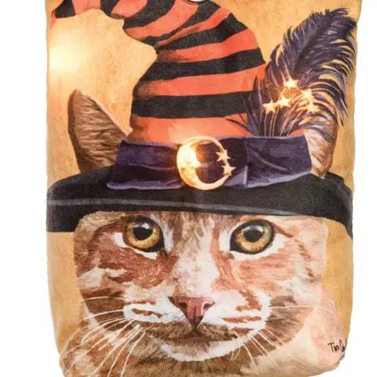 Witch Cat-Chunk Halloween Light-Up LED Doorstop Decor {3}