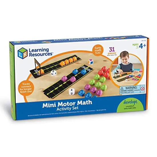 Mini Motor Math Activity Set, Homeschool, Includes Counting, Pattern, Addition and Subtraction Activities, 31 Pieces, Ages 4+ {1}