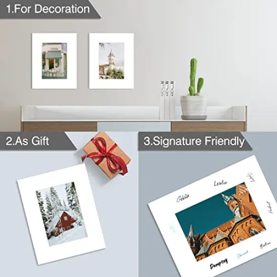 Pack of 25, Acid-Free White Pre-Cut 8x10 Picture Mat for 5x7 Photo with White Core Bevel Cut Frame Mattes {5}