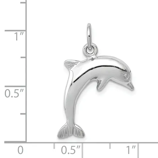 14K White Gold Jumping Dolphin Charm Pendant Jewelry 23mm x 15mm {5}