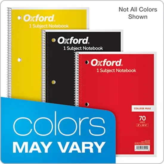 Spiral Notebook 6-Pack 1 Subject College Ruled Paper 8 x 10-1/2 Inch Color Assortment Design May Vary {2}