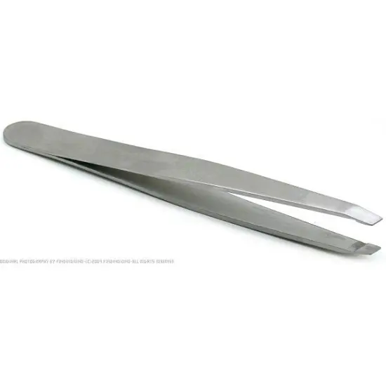 Stainless Steel Slanted Tip Eyebrow Plucking Hair Removal Tweezers 3 13/16" {1}