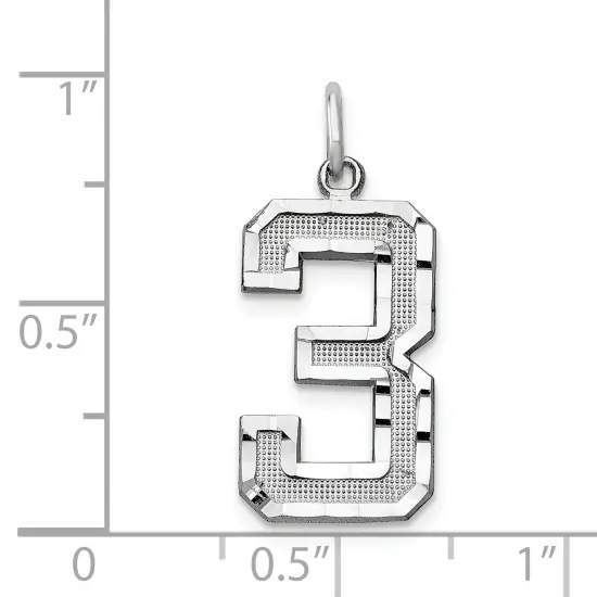 14K White Gold Large Number 3 Charm Pendant FindingKing Jewerly 25mm x 11mm {4}