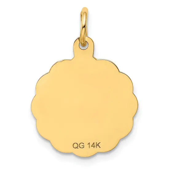 14K Yellow Gold Special Aunt Heart Disc Charm Jewelry 23mm x 14mm {4}