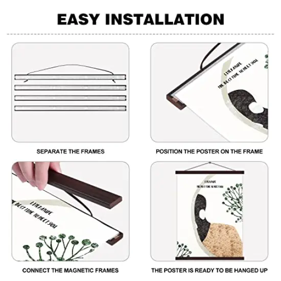 Benjia 8x10 8x12 8x18 Poster Frame, Magnetic Light Wood Wooden Frame Hanger for Photo Picutre Canvas Artwork Art Print Wall Hanging (1 Pack, 8", Walnut) {3}