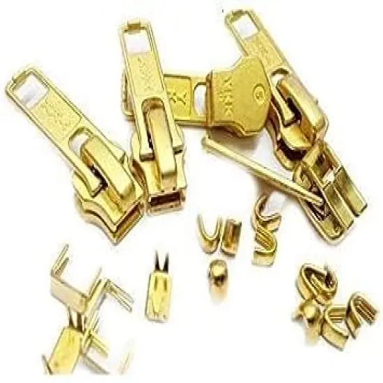 YKK&reg; Vintage Zipper Repair Solution, YKK #5 Brass Slider 5 pcs, 10 Top Stops and 5 Bottom Stops {1}