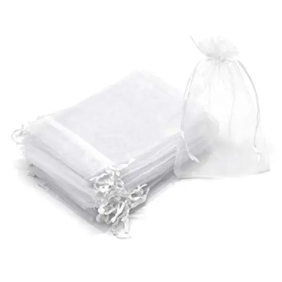 50Pcs White Organza Bags 3x4 Inch, Sheer Wedding Party Favor Bags with Drawstring, Jewelry Gift Bags Christmas Candy Pouches {2}