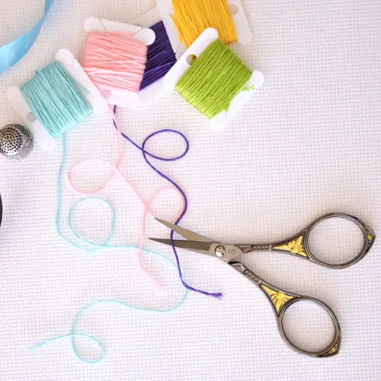 Gunmetal & Gold Round Handle Embroidery Scissors {2}