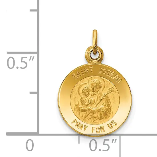 14K Yellow Gold Saint Joseph Medal Charm Pendant Jewerly 20mm x 11mm {2}