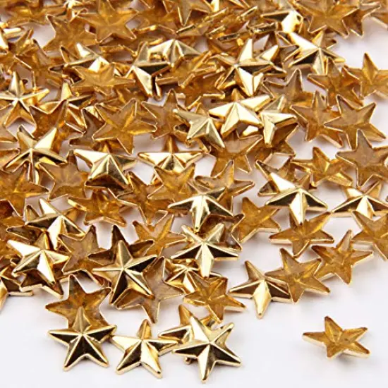 300 Pieces Hotfix Iron On, Flat Back Stars Studs - 1/4" Flatback Glue on Studs (Gold, 10x10mm) {1}