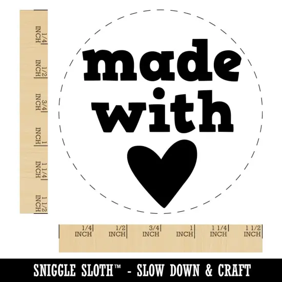 Made with Love Heart Self-Inking Rubber Stamp for Stamping Crafting Planners Blue {1}