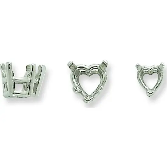 14K White Gold 3 Prong Heart Setting 7.5mm {1}