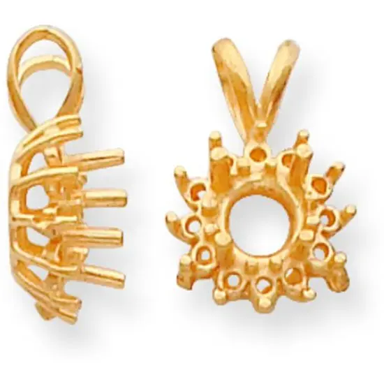 14K Gold 7mm Round Cluster Pendant Setting {1}