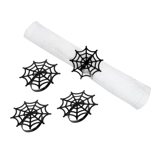 Black Spider Web Decorative Metal Napkin Rings Set of 4 {1}