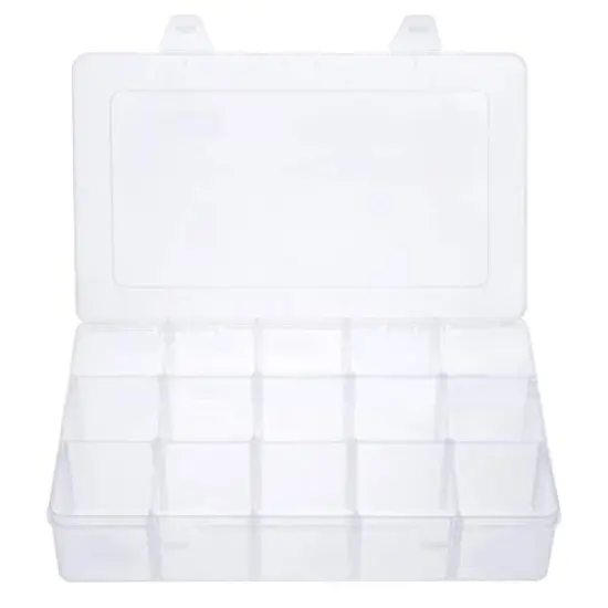 15 Large Grids Clear Plastic Jewelry Box Organizer Storage Container with Removable Dividers (15 Grids - Clear) {3}