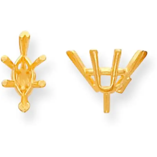 14K Gold 6 Prong Marquise Peg V-End Setting 7.5x4mm {1}