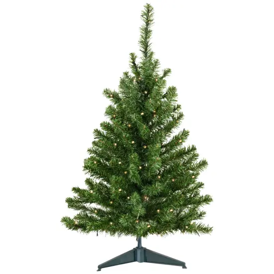 Northlight Pre-Lit B/O Canadian Pine Artificial Christmas Tree - 3' - Candlelight Lights Green {3}