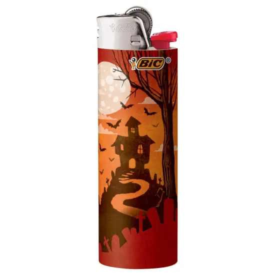BIC Maxi Pocket Lighter, Special Edition Spooky Collection, Assorted Unique Lighter Designs, 50 Count Tray of Lighters {4}