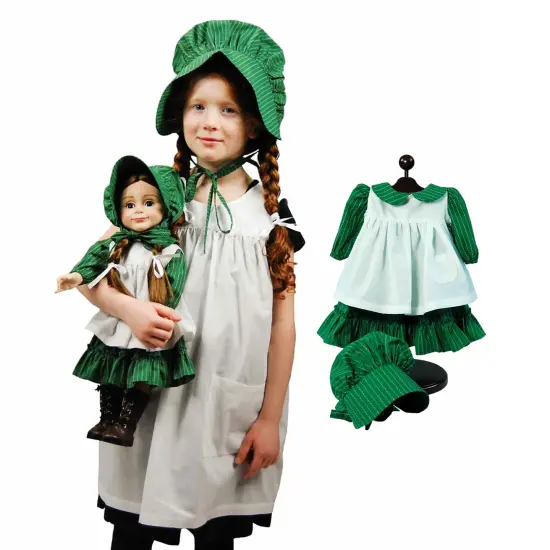 The Queen's Treasures Child's Apron & Prairie Bonnet & 3pc 18" Doll Outfit {2}