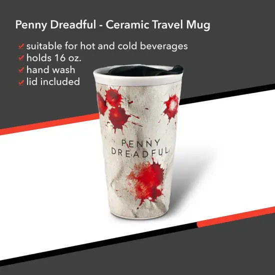 Penny Dreadful Mugs | Penny Dreadful White Ceramic Blood Strain Travel Mug {6}