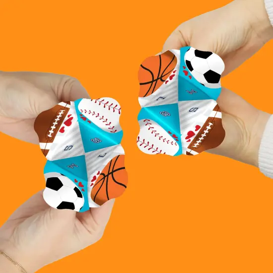 Big Dot of Happiness Go, Fight, Win - Sports - Valentine&rsquo;s Day Party Cootie Catcher Game - Valentine Jokes for Kids Fortune Tellers - Set of 12 {3}