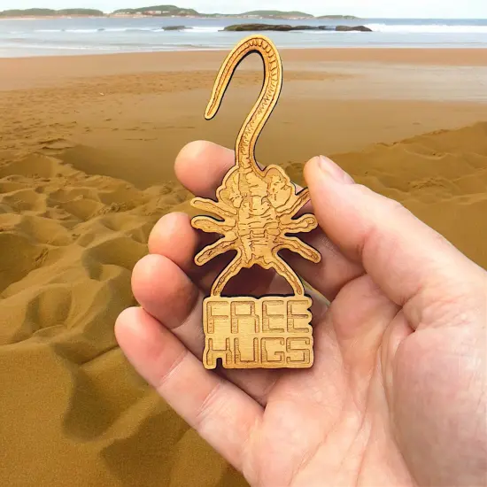 Ornament - Free Hugs - Raw Wood 1x4in {4}