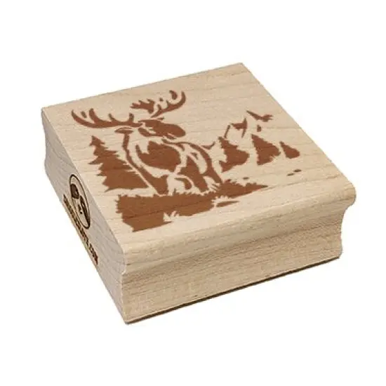 Wild Moose in Rocky Mountains Nature Square Rubber Stamp for Stamping Crafting {7}