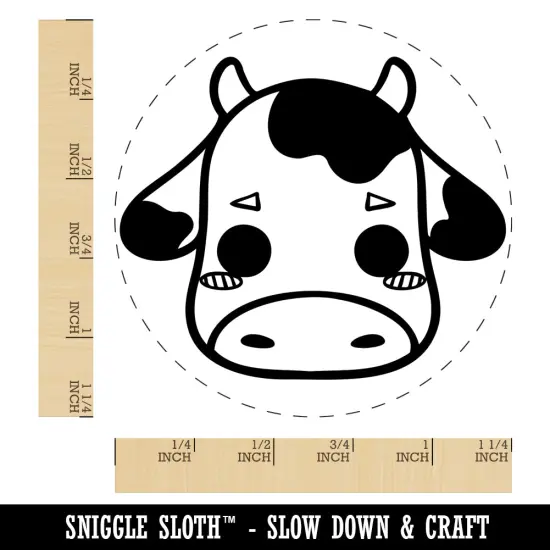 Charming Kawaii Chibi Cow Face Blushing Cheeks Milk Farm Rubber Stamp for Stamping Crafting Planners {1}