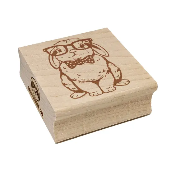 Cute Bunny Rabbit with Glasses and Bow Tie Square Rubber Stamp for Stamping Crafting {7}