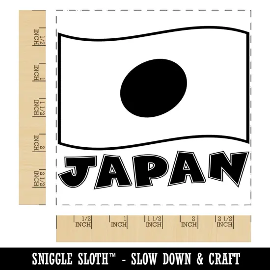 Japan with Waving Flag Cute Square Rubber Stamp for Stamping Crafting {1}