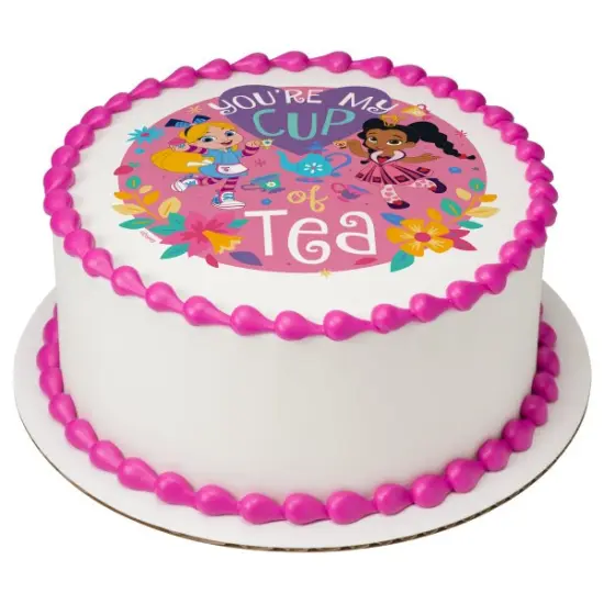 Disney Alice's Wonderland Bakery Cup of Tea Edible Cake Topper Image - 7.5" Round {1}
