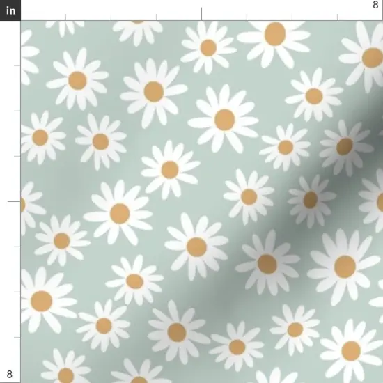 Various Fabrics by the Yard or Fat Quarter Daisy Print Daisies Spring Girl Earthy Sage Vintage Flowers Floral Trendy Custom Printed Fabric by Spoonflower {4}