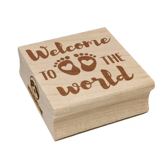 Welcome to the World Baby Shower Pregnancy Square Rubber Stamp for Stamping Crafting {7}