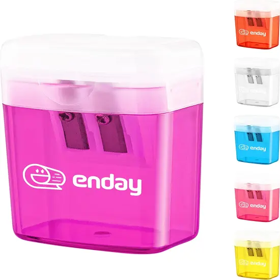 Enday 2-Hole Rectangular Sharpener W/Recycle Bin Green {4}