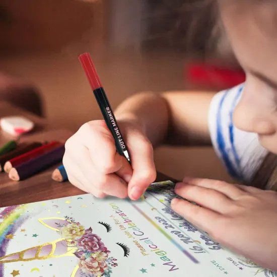 Whaline Double Line Outline Pens, 12 Colors Self-Outline Metallic Markers Glitter Writing Drawing Pens for Christmas Card Writing, Birthday Greeting, DIY Art Crafts, Scrap Booking {3}