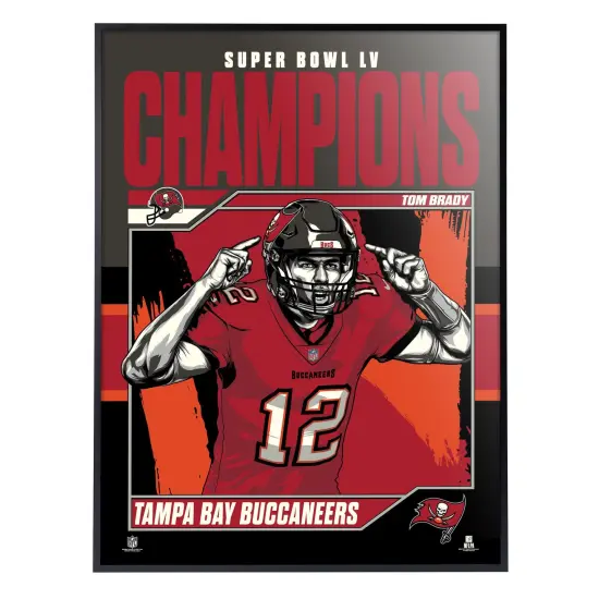 Phenom Gallery Tampa Bay Buccaneers Super Bowl LV Champs Tom Brady 18" x 24" Deluxe Framed Serigraph {6}