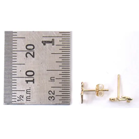 14K Yellow Gold Anchor Earrings with Bow Tie Gift Box {3}