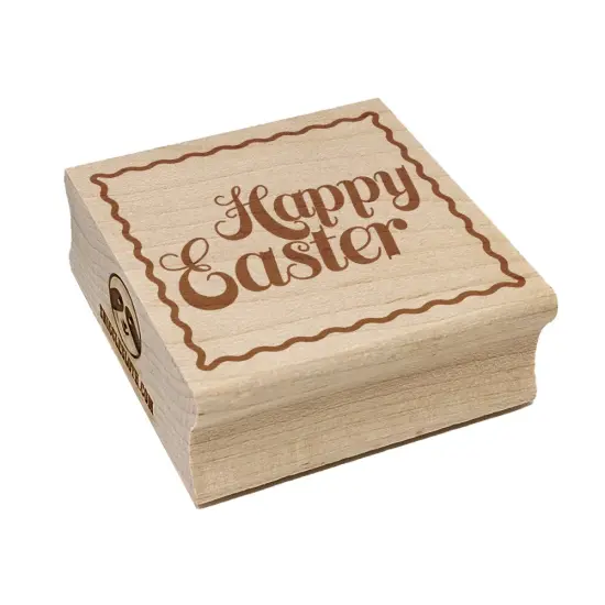 Happy Easter Elegant Text Square Rubber Stamp for Stamping Crafting {2}