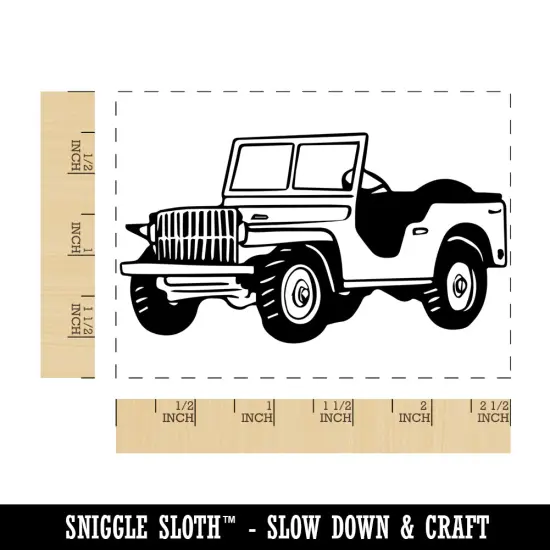 Military Jeep Army Vehicle Car Rectangle Rubber Stamp for Stamping Crafting {1}