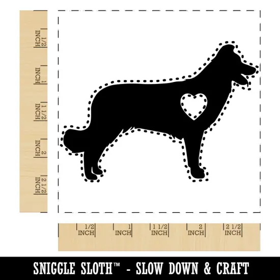 Border Collie Dog with Heart Square Rubber Stamp for Stamping Crafting {1}