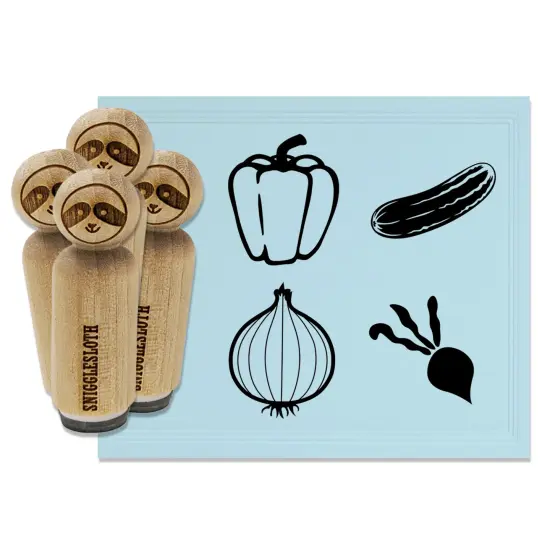 Vegetable Labels Radish Onion Cucumber Bell Pepper Rubber Stamp Set for Stamping Crafting Planners {2}