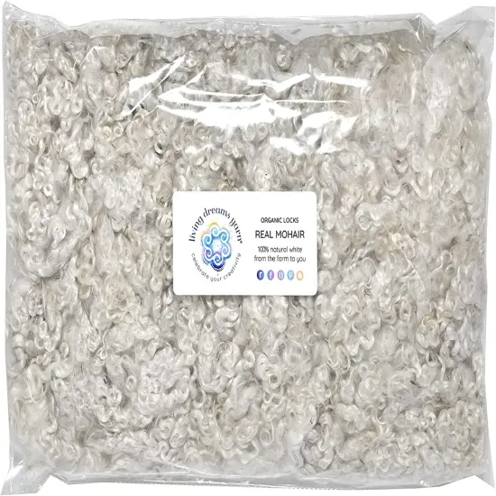 WHITE MOHAIR LOCKS. Organic Hand-Dyed Curly Wool for Rooting Doll Hair, Felting, Blending, Spinning. 1oz {1}