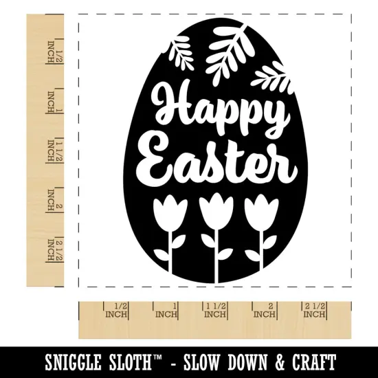 Happy Easter Egg Flowers Square Rubber Stamp for Stamping Crafting {1}