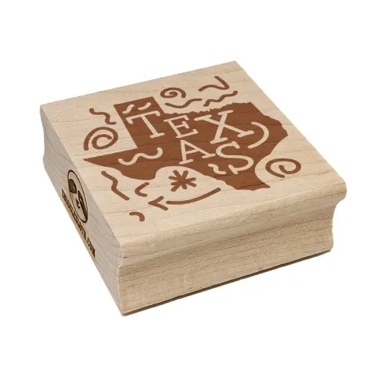 Texas State with Text Swirls Square Rubber Stamp for Stamping Crafting {7}