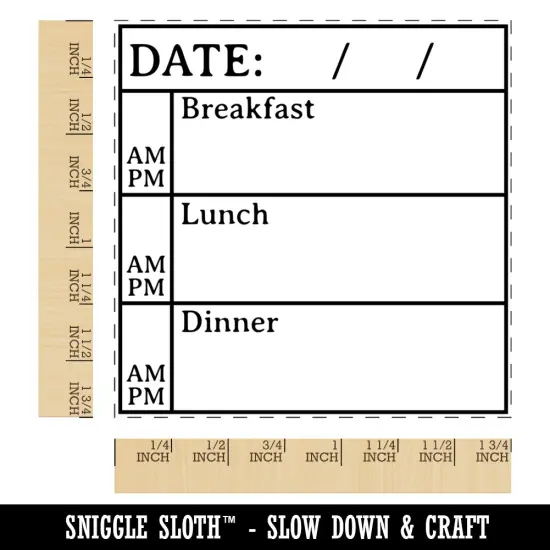 Daily Meal Tracker Planner Breakfast Lunch Dinner Square Rubber Stamp for Stamping Crafting {1}