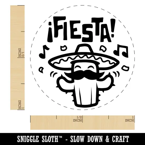 Fiesta Party Cactus with Sombrero Rubber Stamp for Stamping Crafting Planners {1}