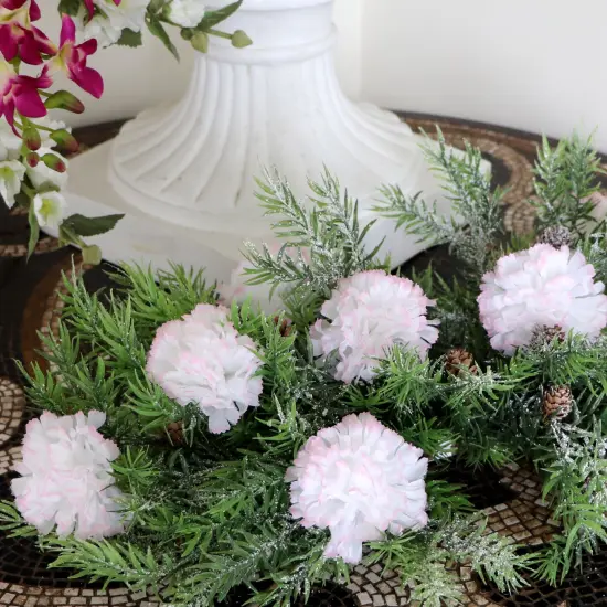 100-Pack Peppermint Carnation Picks with 5-Inch Stems and 3.5-Inch Blooms, Festive Floral Accents for Weddings, Events, and Holiday Decor, Floral Home by Artificial Flowers {5}