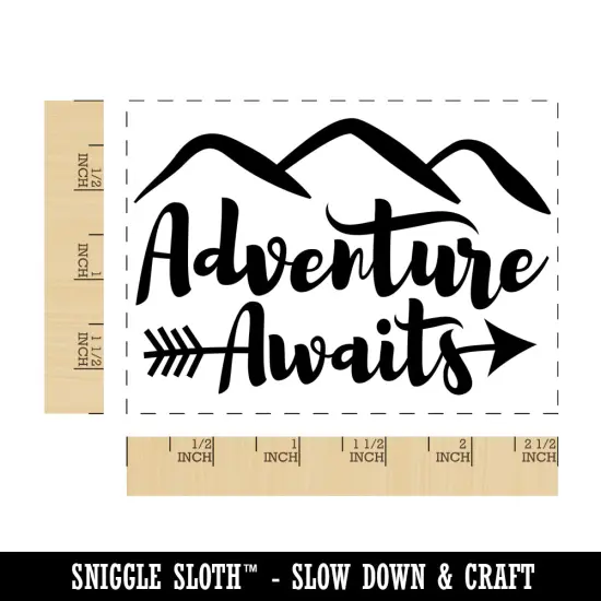 Adventure Awaits Traveling Rectangle Rubber Stamp for Stamping Crafting {1}