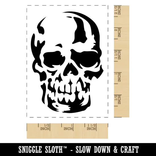 Creepy Shadowy Human Skull Bones Rectangle Rubber Stamp for Stamping Crafting {1}
