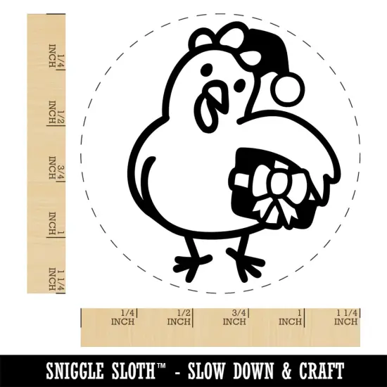 Santa Helper Elf Christmas Chicken with Present Rubber Stamp for Stamping Crafting Planners {1}